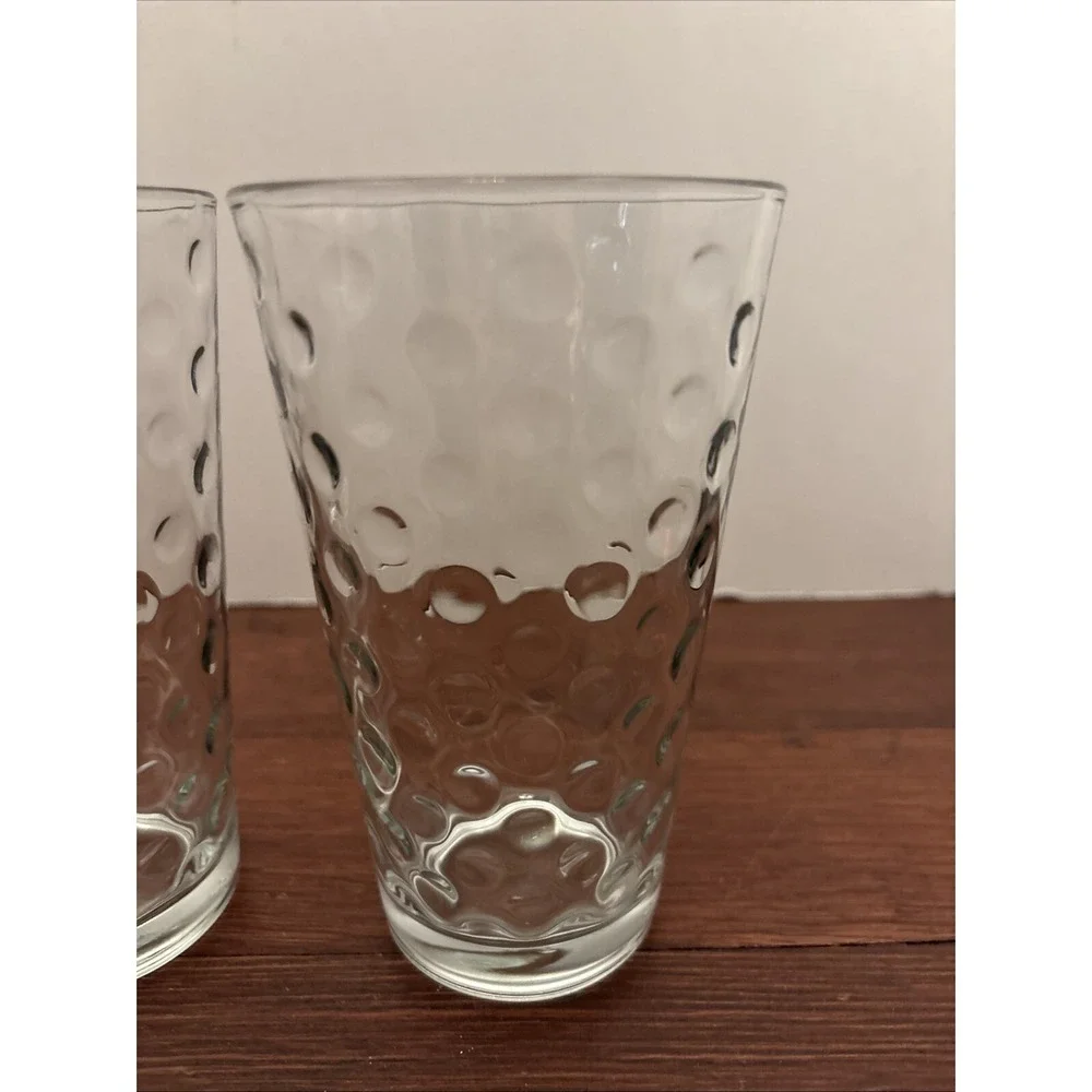 VTG  1960's‎ Libbey AWA Dot Reverse Optic 16oz Clear Ice Tea Glasses Set of 4